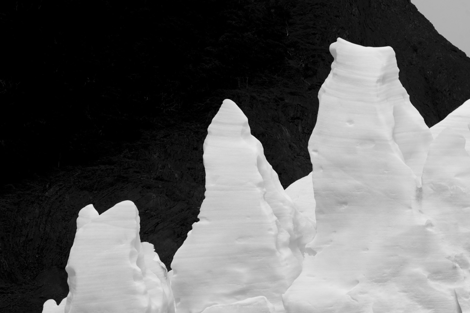Ice against rock